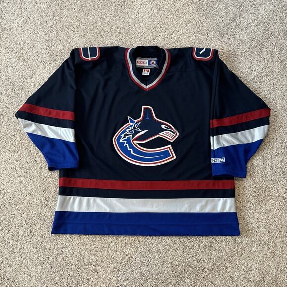 Vintage Vancouver Canucks Blue CCM Hockey Jersey Size XXL - Picture 1 of 10